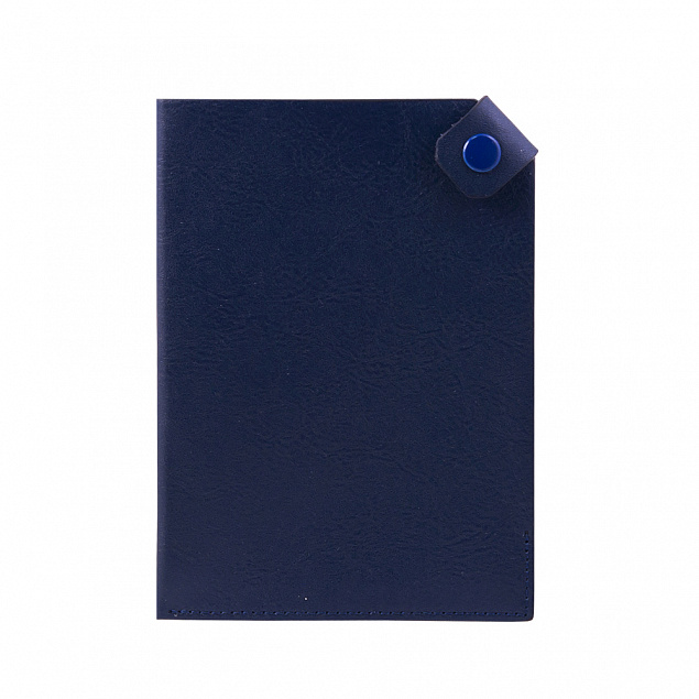 Чехол для паспорта PURE 140*90 мм., застежка на кнопке, натуральная кожа (фактурная), синий с логотипом в Санкт-Петербурге заказать по выгодной цене в кибермаркете AvroraStore