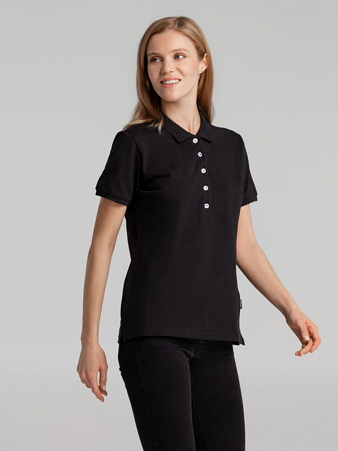 Рубашка поло женская Sunset, черная с логотипом в Санкт-Петербурге заказать по выгодной цене в кибермаркете AvroraStore