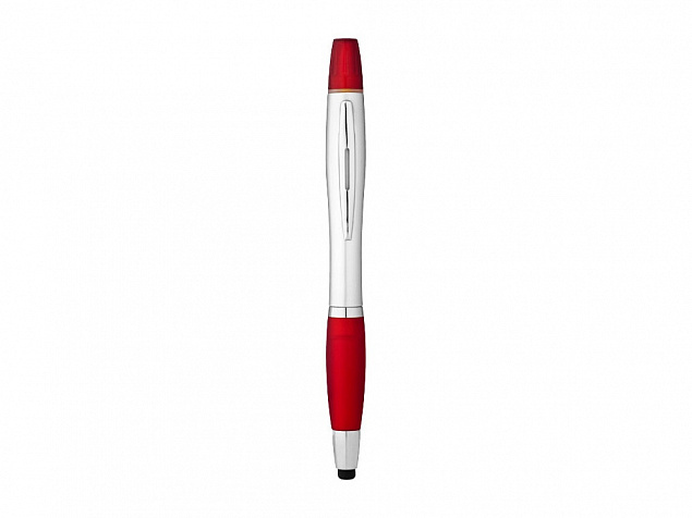 Ручка-стилус Nash с маркером, красный/серебристый с логотипом в Санкт-Петербурге заказать по выгодной цене в кибермаркете AvroraStore