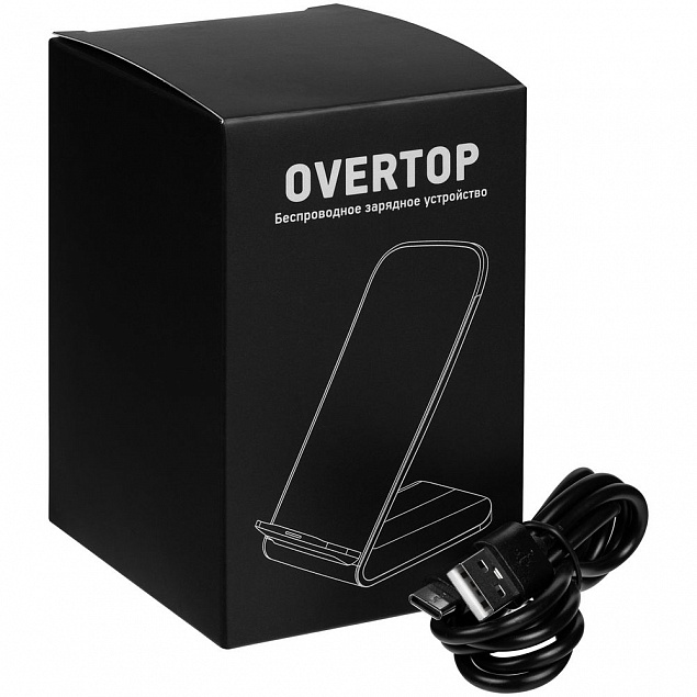 Быстрое беспроводное зарядное устройство Overtop, черное с логотипом в Санкт-Петербурге заказать по выгодной цене в кибермаркете AvroraStore