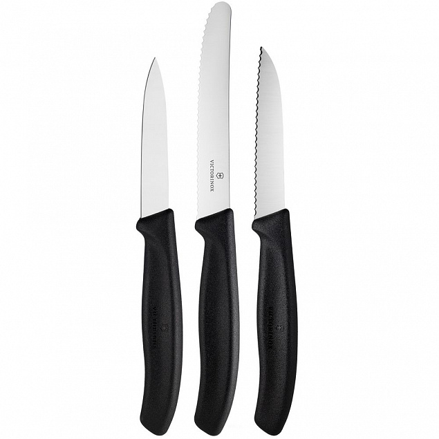 Набор кухонных ножей Victorinox Swiss Classic Paring, черный с логотипом в Санкт-Петербурге заказать по выгодной цене в кибермаркете AvroraStore
