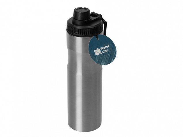 Бутылка для воды Supply Waterline, нерж сталь, 850 мл, серебристый/черный с логотипом в Санкт-Петербурге заказать по выгодной цене в кибермаркете AvroraStore