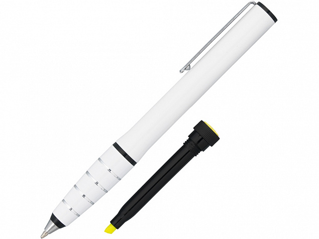 Ручка шариковая с маркером Jura, белый с логотипом в Санкт-Петербурге заказать по выгодной цене в кибермаркете AvroraStore
