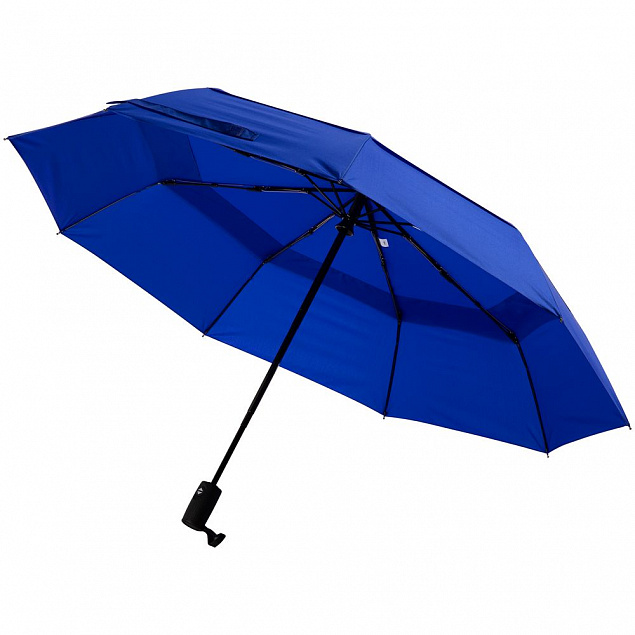 Складной зонт Dome Double с двойным куполом, синий с логотипом в Санкт-Петербурге заказать по выгодной цене в кибермаркете AvroraStore