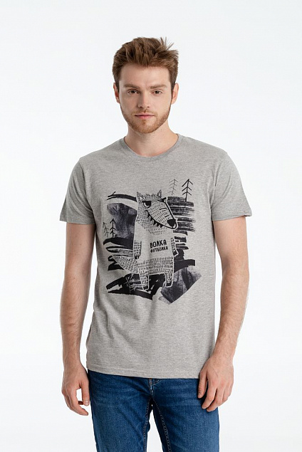 Футболка «Волка футболка», серый меланж с логотипом в Санкт-Петербурге заказать по выгодной цене в кибермаркете AvroraStore