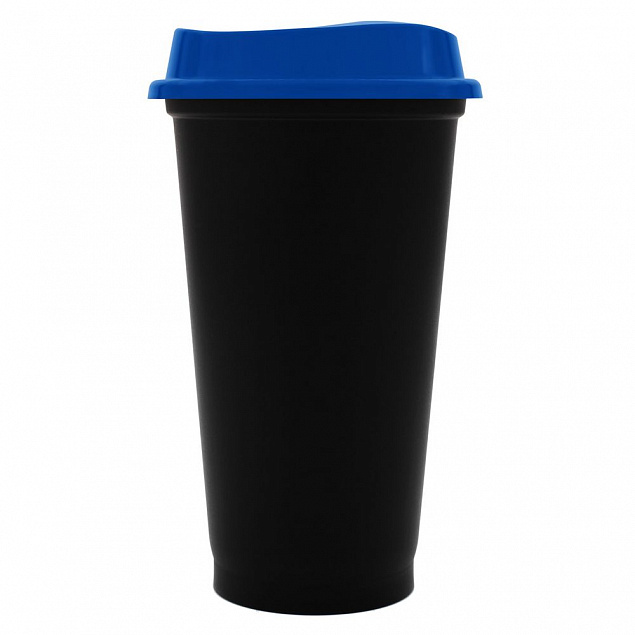 Стакан с крышкой Color Cap Black, черный с синим с логотипом в Санкт-Петербурге заказать по выгодной цене в кибермаркете AvroraStore