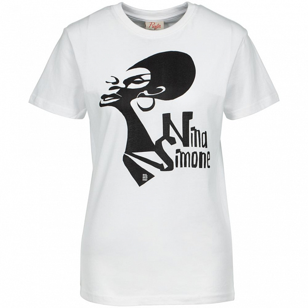 Футболка женская «Меламед. Nina Simone», белая с логотипом в Санкт-Петербурге заказать по выгодной цене в кибермаркете AvroraStore
