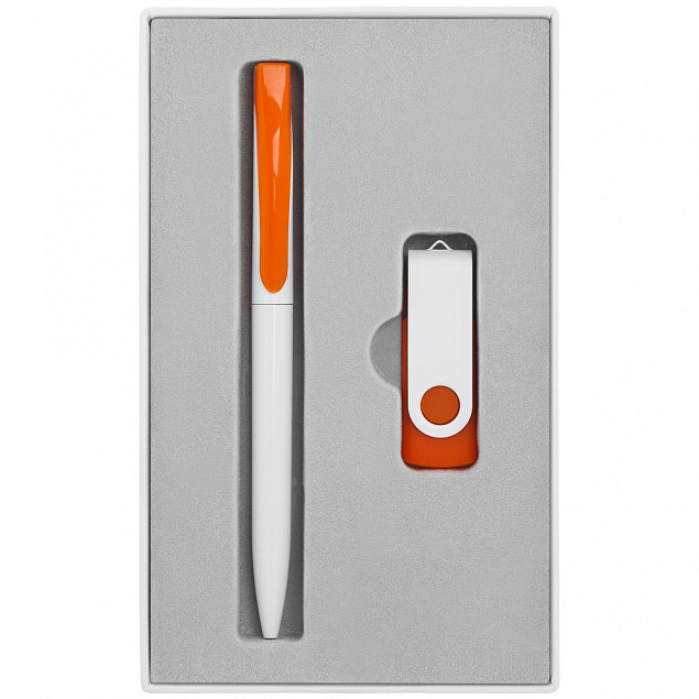 Набор Twist White, белый с оранжевым, 8 Гб с логотипом в Санкт-Петербурге заказать по выгодной цене в кибермаркете AvroraStore