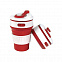 Стакан складной BUTTON;  300 мл, силикон, красный с логотипом в Санкт-Петербурге заказать по выгодной цене в кибермаркете AvroraStore