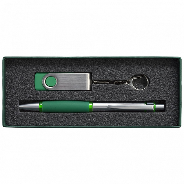 Набор Notes: ручка и флешка 8 Гб, зеленый с логотипом в Санкт-Петербурге заказать по выгодной цене в кибермаркете AvroraStore