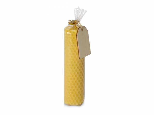 Свеча из вощины 3,5 х 12,5 см с деревянным ярлыком, желтый с логотипом в Санкт-Петербурге заказать по выгодной цене в кибермаркете AvroraStore