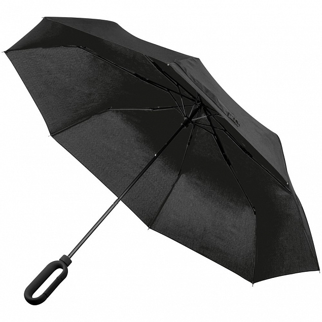 Зонт складной Hoopy с ручкой-карабином, черный с логотипом в Санкт-Петербурге заказать по выгодной цене в кибермаркете AvroraStore