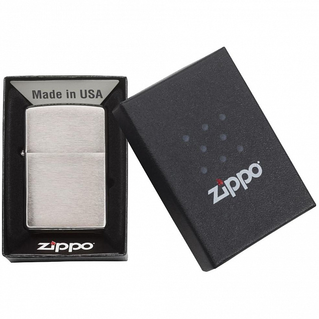 Зажигалка Zippo Classic Brushed, серебристая с логотипом в Санкт-Петербурге заказать по выгодной цене в кибермаркете AvroraStore