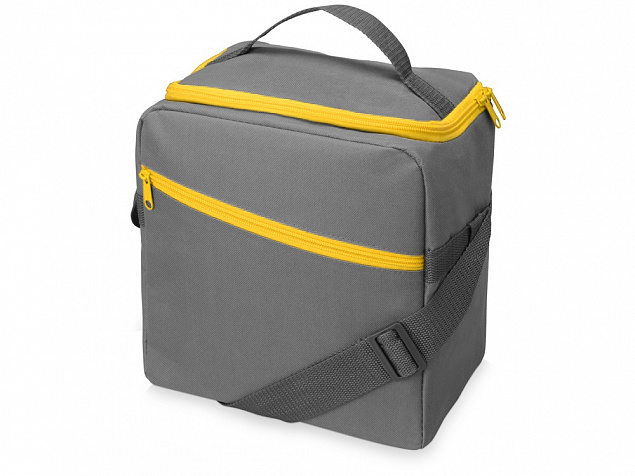 Изотермическая сумка-холодильник Classic c контрастной молнией, серый/желтый с логотипом в Санкт-Петербурге заказать по выгодной цене в кибермаркете AvroraStore