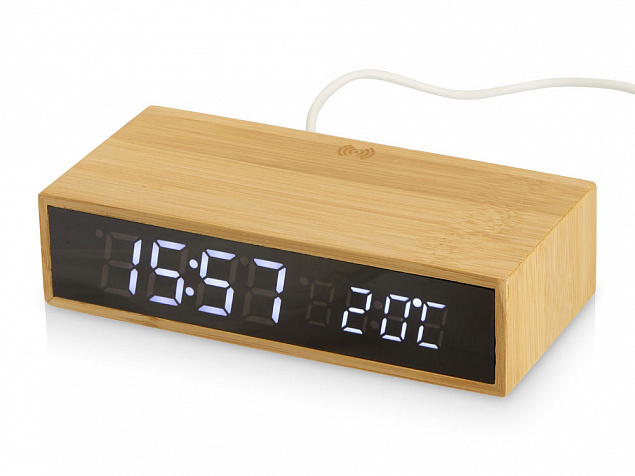 Часы настольные с беспроводной зарядкой «Index», 10 Вт с логотипом в Санкт-Петербурге заказать по выгодной цене в кибермаркете AvroraStore