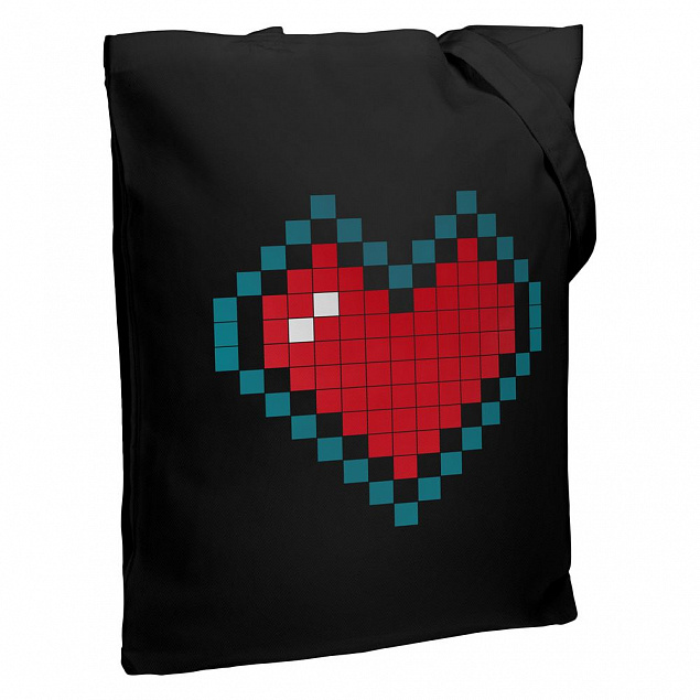 Холщовая сумка Pixel Heart, черная с логотипом в Санкт-Петербурге заказать по выгодной цене в кибермаркете AvroraStore