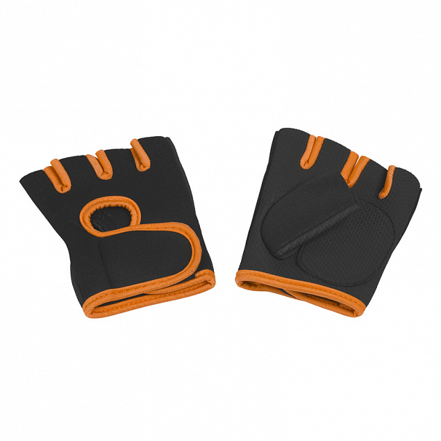 Перчатки для фитнеса "Рекорд", черный/оранжевый, размер M с логотипом в Санкт-Петербурге заказать по выгодной цене в кибермаркете AvroraStore