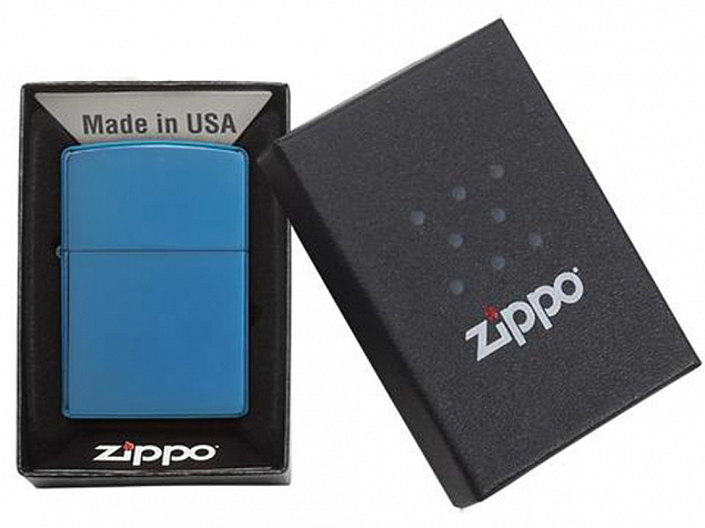 Зажигалка ZIPPO Classic с покрытием Sapphire™ с логотипом в Санкт-Петербурге заказать по выгодной цене в кибермаркете AvroraStore