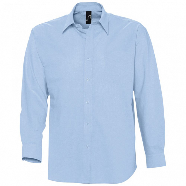 Рубашка мужская с длинным рукавом BOSTON, голубая с логотипом в Санкт-Петербурге заказать по выгодной цене в кибермаркете AvroraStore