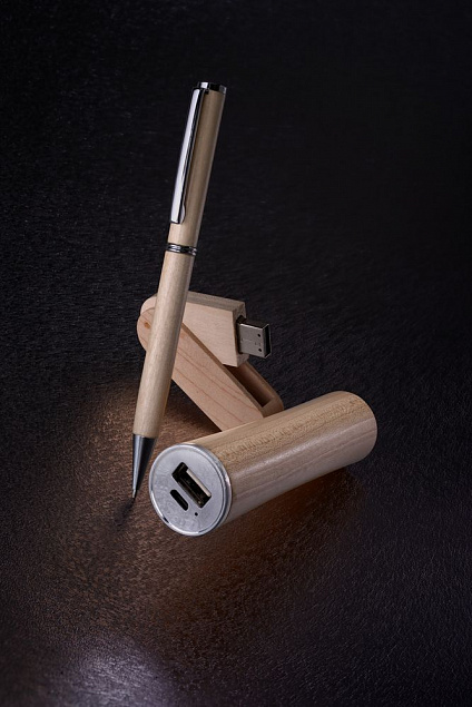 Набор Wood: аккумулятор, флешка и ручка с логотипом в Санкт-Петербурге заказать по выгодной цене в кибермаркете AvroraStore