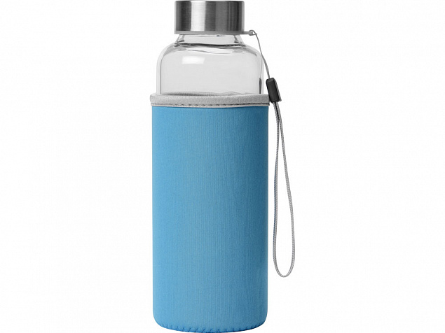 Бутылка для воды Pure c чехлом, 420 мл, голубой с логотипом в Санкт-Петербурге заказать по выгодной цене в кибермаркете AvroraStore