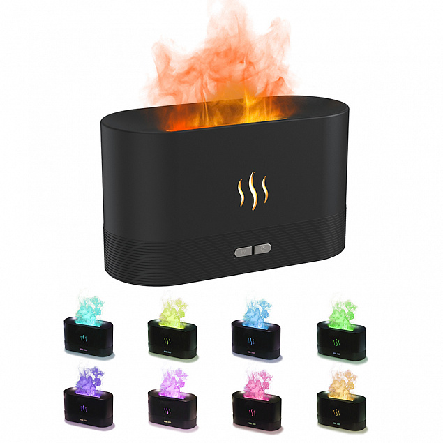 Светодиодный USB увлажнитель-ароматизатор Flame RGB, черный с логотипом в Санкт-Петербурге заказать по выгодной цене в кибермаркете AvroraStore