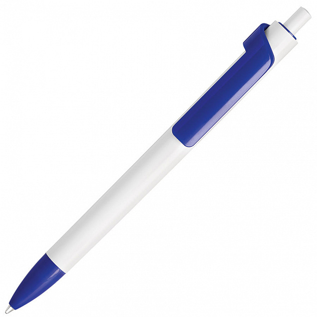 Ручка шариковая FORTE, , белый/синий, пластик с логотипом в Санкт-Петербурге заказать по выгодной цене в кибермаркете AvroraStore