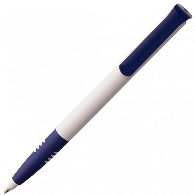 Ручка шариковая Senator Super Soft, белая с синим с логотипом в Санкт-Петербурге заказать по выгодной цене в кибермаркете AvroraStore