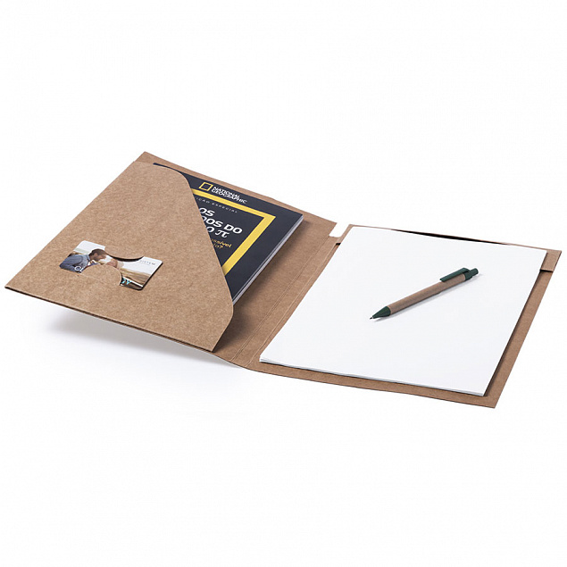Папка BLOGUER A4 с бумажным блоком и ручкой, рециклированый картон с логотипом в Санкт-Петербурге заказать по выгодной цене в кибермаркете AvroraStore