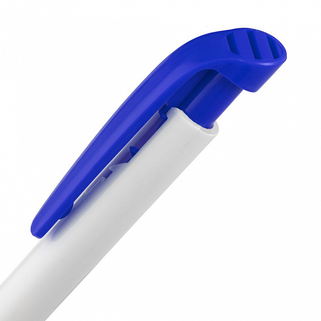 Ручка шариковая Favorite, белая с синим с логотипом в Санкт-Петербурге заказать по выгодной цене в кибермаркете AvroraStore