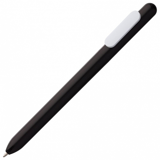 Ручка шариковая Slider, черная с белым с логотипом в Санкт-Петербурге заказать по выгодной цене в кибермаркете AvroraStore