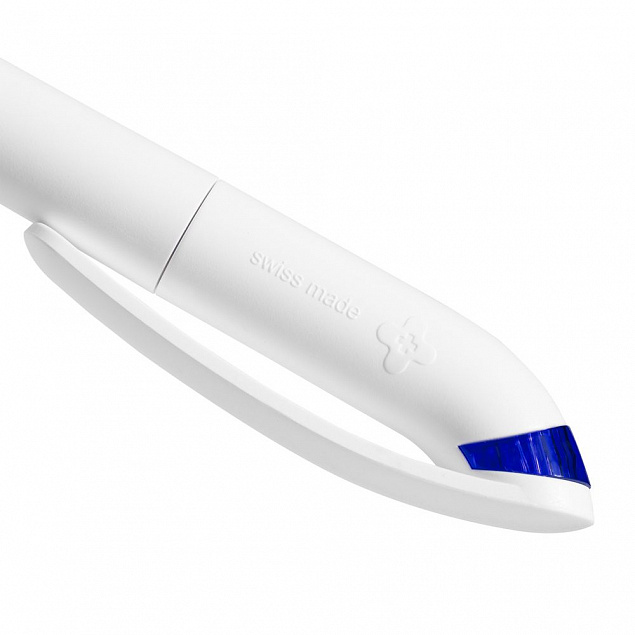 Ручка шариковая Beo Sport, белая с синим с логотипом в Санкт-Петербурге заказать по выгодной цене в кибермаркете AvroraStore