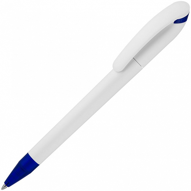 Ручка шариковая Beo Sport, белая с синим с логотипом в Санкт-Петербурге заказать по выгодной цене в кибермаркете AvroraStore